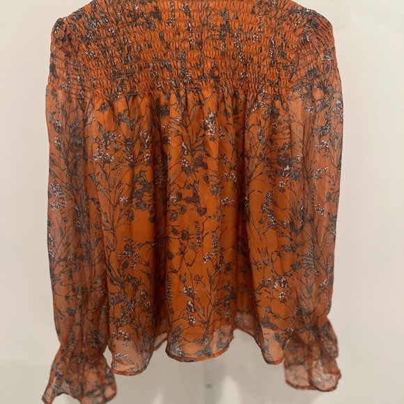 Orange Smocked Long Sleeve Blouse - Picture 2 of 2